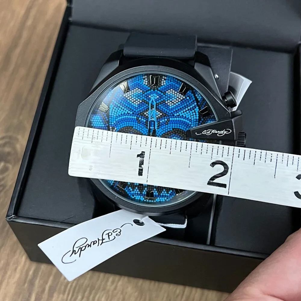 NEW Ed Hardy Blue Skull Mens Watch